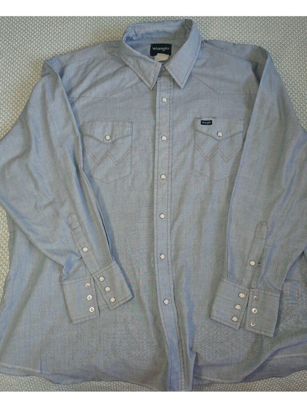 Men's vintage snap button blue Wrangler shirt size 2XL